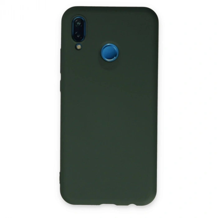 Huawei P20 Lite Kılıf Nano İçi Kadife Silikon - Koyu Yeşil