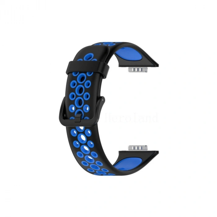 Huawei Watch Fit 2 Spor Delikli Kordon (saat Değildir) - Siyah-mavi