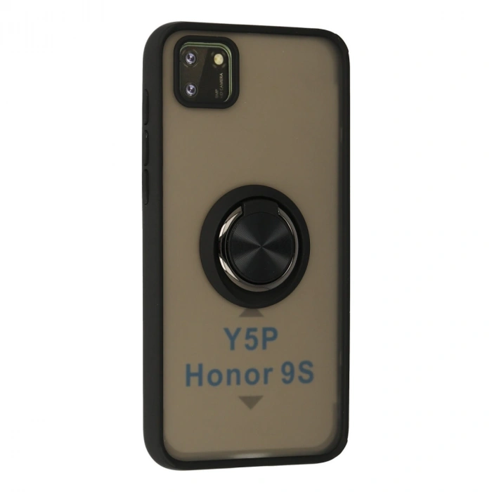 Huawei Y5p Kılıf Montreal Yüzüklü Silikon Kapak - Siyah