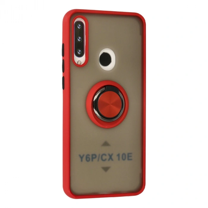 Huawei Y6p Kılıf Montreal Yüzüklü Silikon Kapak - Kırmızı