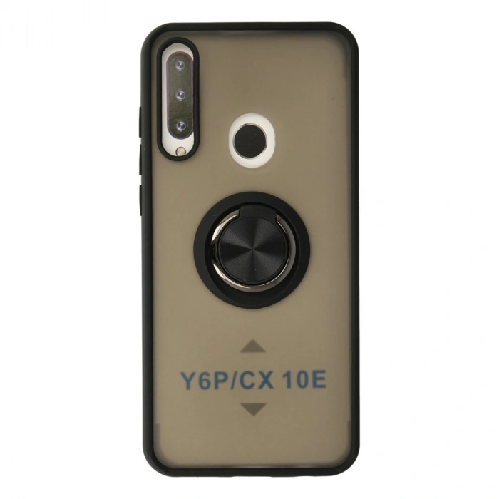 Huawei Y6p Kılıf Montreal Yüzüklü Silikon Kapak - Siyah