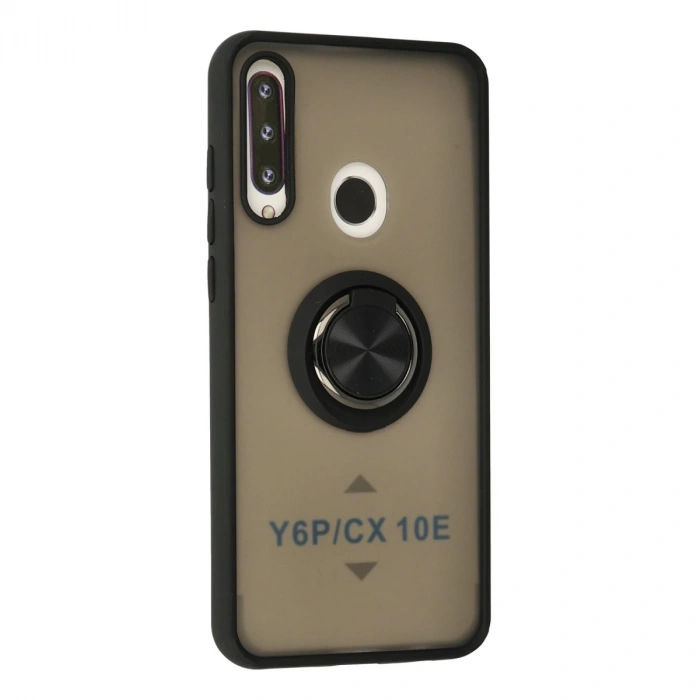 Huawei Y6p Kılıf Montreal Yüzüklü Silikon Kapak - Siyah