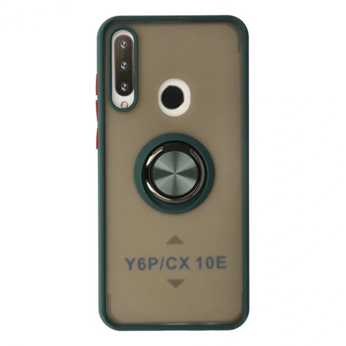 Huawei Y6p Kılıf Montreal Yüzüklü Silikon Kapak - Yeşil