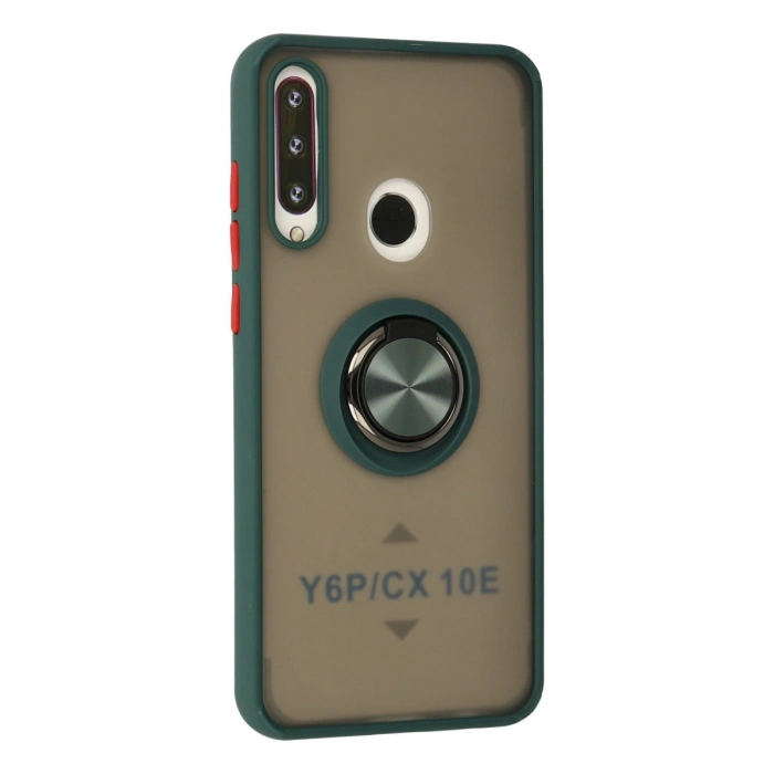 Huawei Y6p Kılıf Montreal Yüzüklü Silikon Kapak - Yeşil