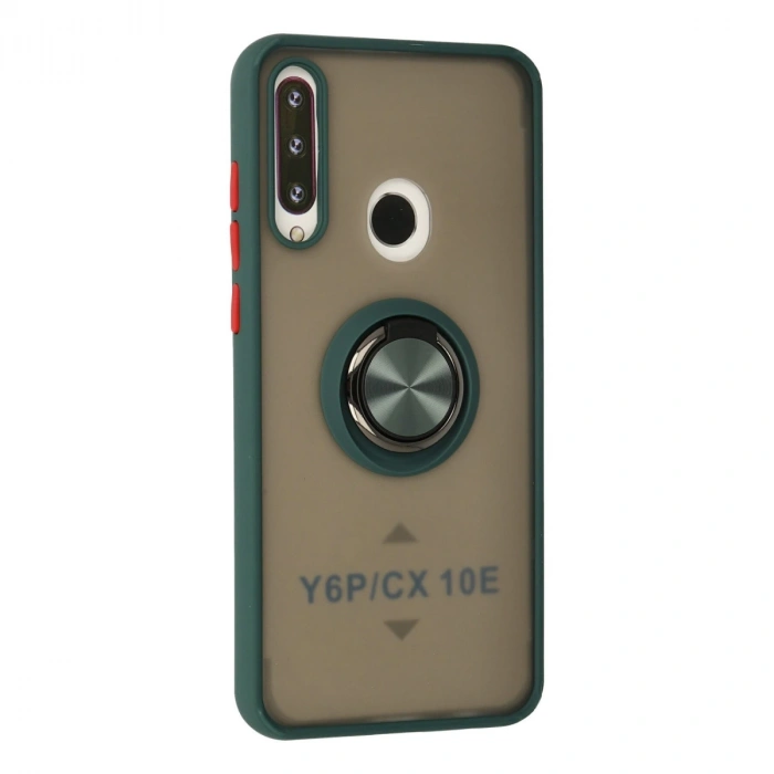 Huawei Y6p Kılıf Montreal Yüzüklü Silikon Kapak - Yeşil