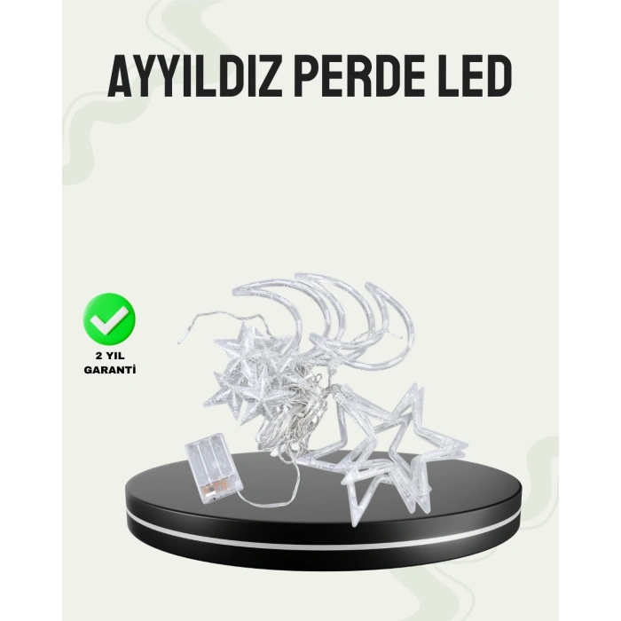 İç Ve Dış Mekan Uyumlu Pilli Yıldız Ay Peri Led Perde
