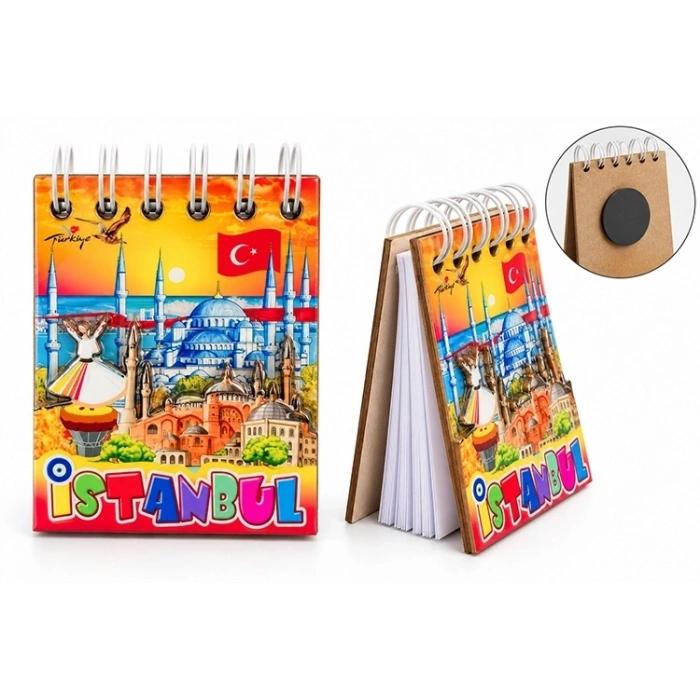 İistanbul Temalı Ahşap Magnetli Not Defteri Alk5881
