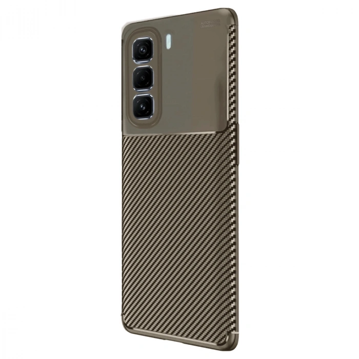 İnfinix Hot 50 4g Kılıf Auto Focus Karbon Kapak - Kahverengi