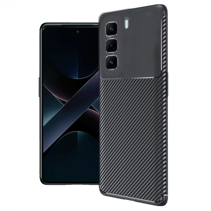 İnfinix Hot 50 4g Kılıf Auto Focus Karbon Kapak - Siyah