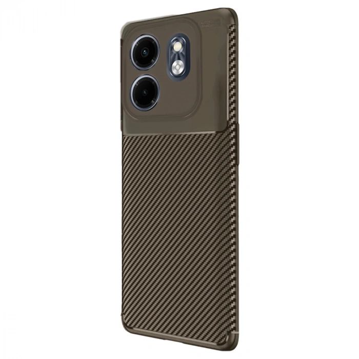 İnfinix Smart 9 Kılıf Auto Focus Karbon Kapak - Kahverengi