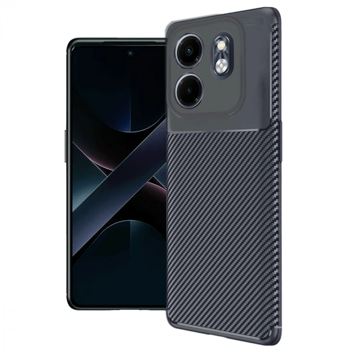 İnfinix Smart 9 Kılıf Auto Focus Karbon Kapak - Lacivert
