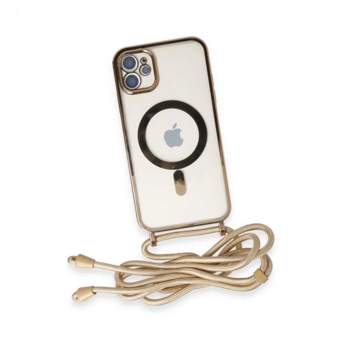 İphone 11 Kılıf Divo Lazer Askılı Magsafe Kapak - Gold