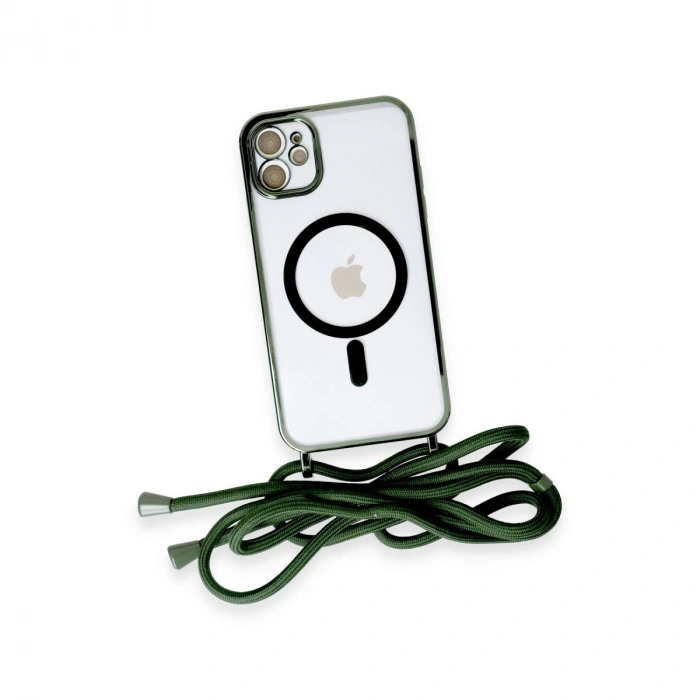 İphone 11 Kılıf Divo Lazer Askılı Magsafe Kapak - Koyu Yeşil