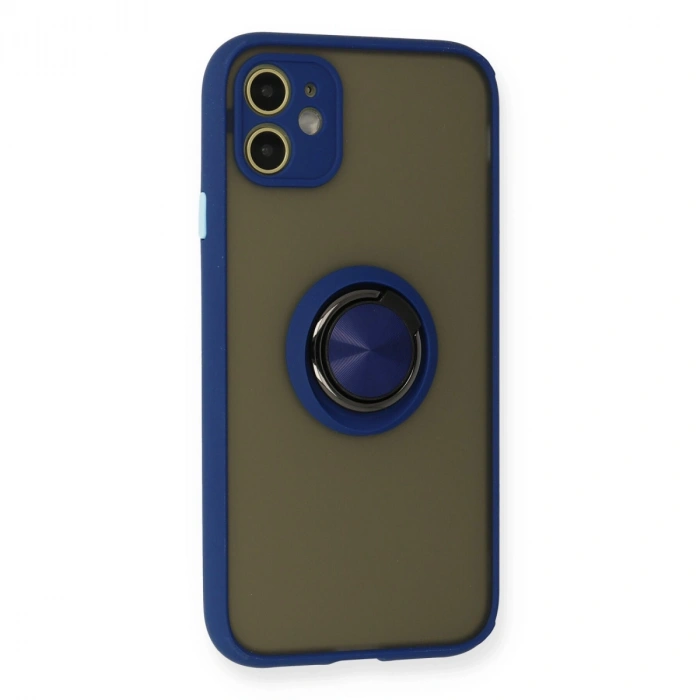 İphone 11 Kılıf Montreal Yüzüklü Silikon Kapak - Lacivert