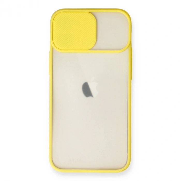 İphone 11 Kılıf Palm Buzlu Kamera Sürgülü Silikon - Sarı