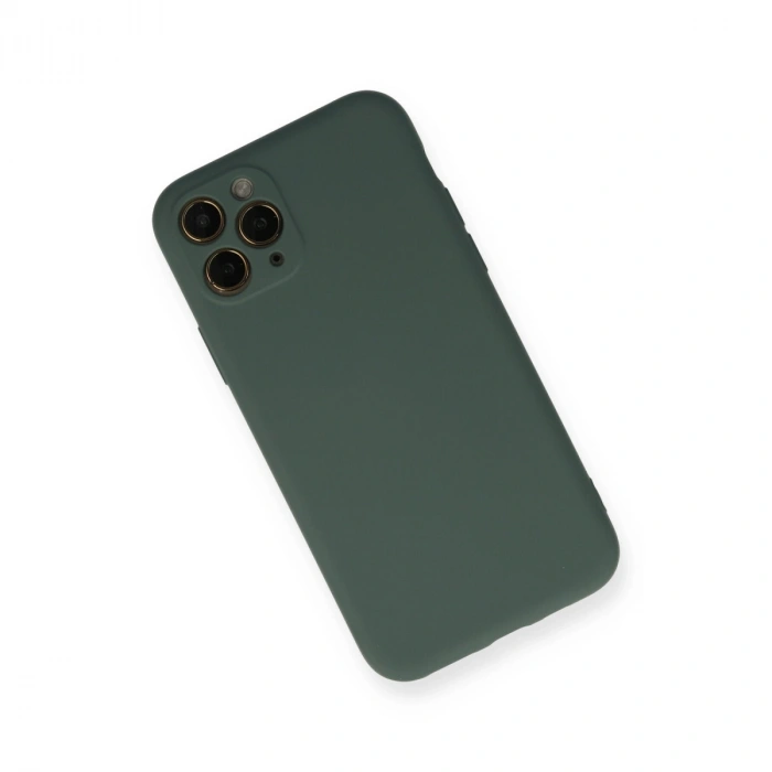 İphone 11 Pro Kılıf Nano İçi Kadife Silikon - Koyu Yeşil
