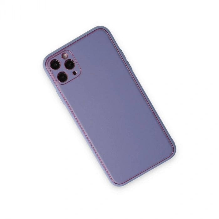 İphone 11 Pro Max Kılıf Coco Deri Silikon Kapak - Açık Lila