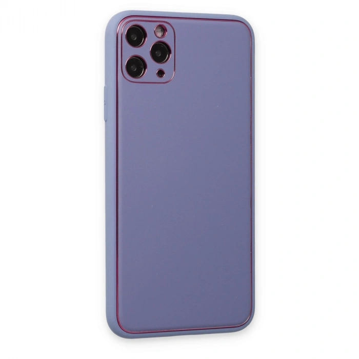 İphone 11 Pro Max Kılıf Coco Deri Silikon Kapak - Açık Lila