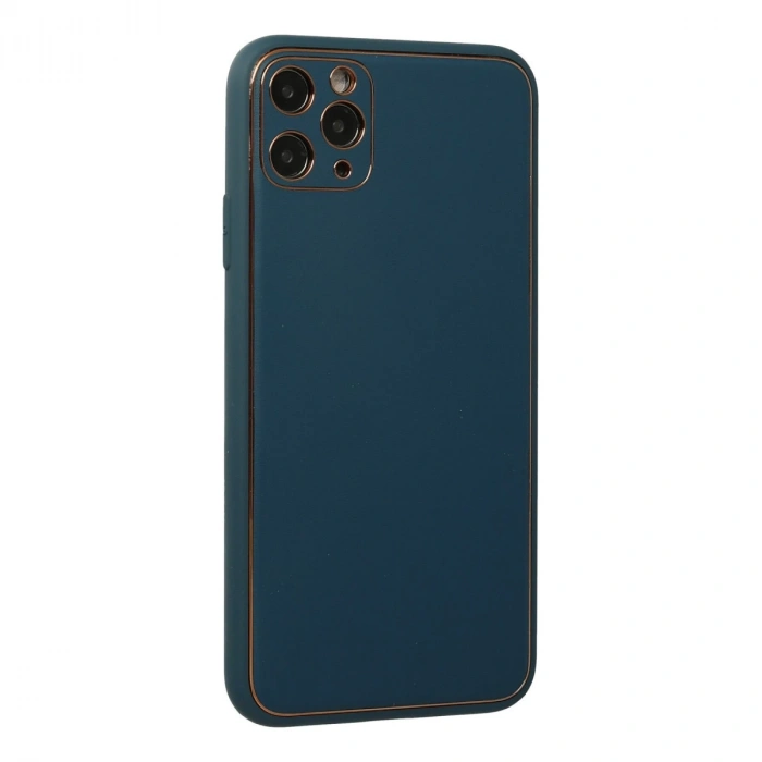 İphone 11 Pro Max Kılıf Coco Deri Silikon Kapak - Mavi