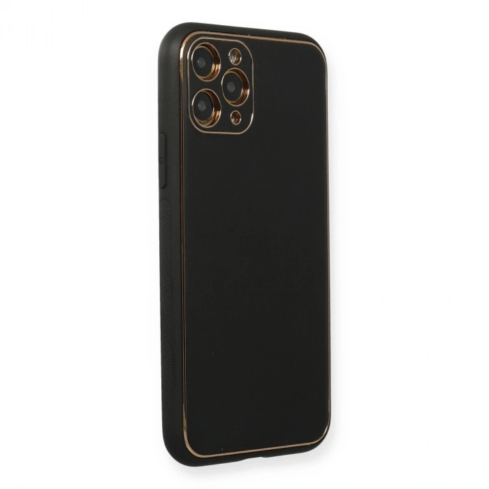 İphone 11 Pro Max Kılıf Coco Deri Silikon Kapak - Siyah