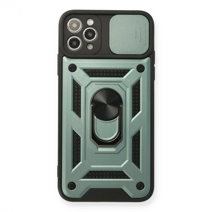 İphone 11 Pro Max Kılıf Pars Lens Yüzüklü Silikon - Yeşil