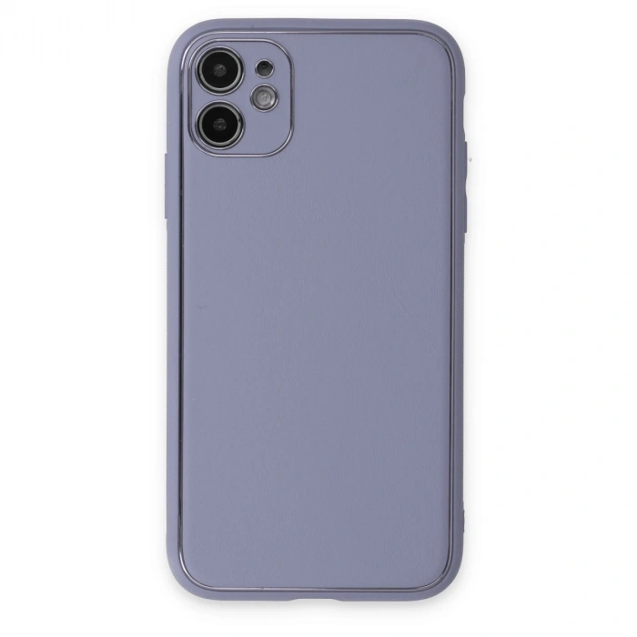 İphone 12 Kılıf Coco Deri Silikon Kapak - Açık Lila