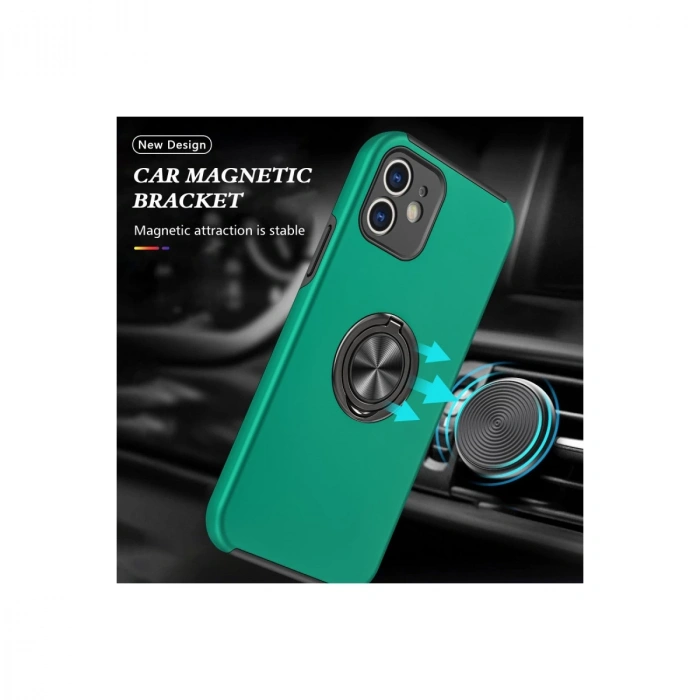 İphone 12 Kılıf Elit Yüzüklü Kapak - Yeşil