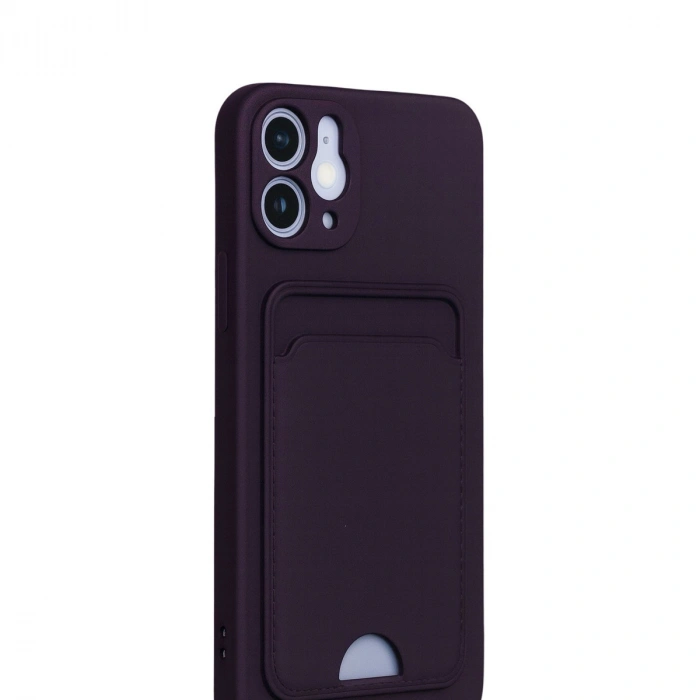 İphone 12 Kılıf Kelvin Kartvizitli Silikon - Derin Mor