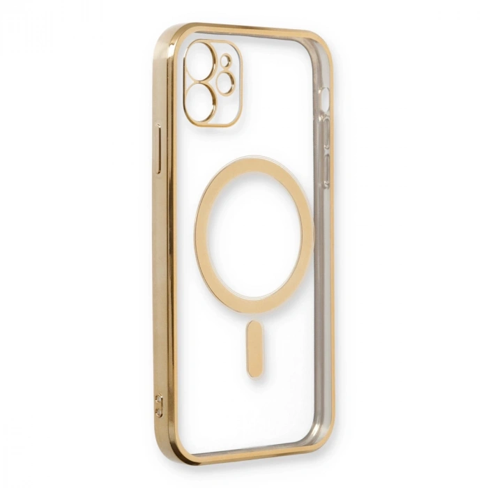 İphone 12 Kılıf Magneticsafe Lazer Silikon - Gold