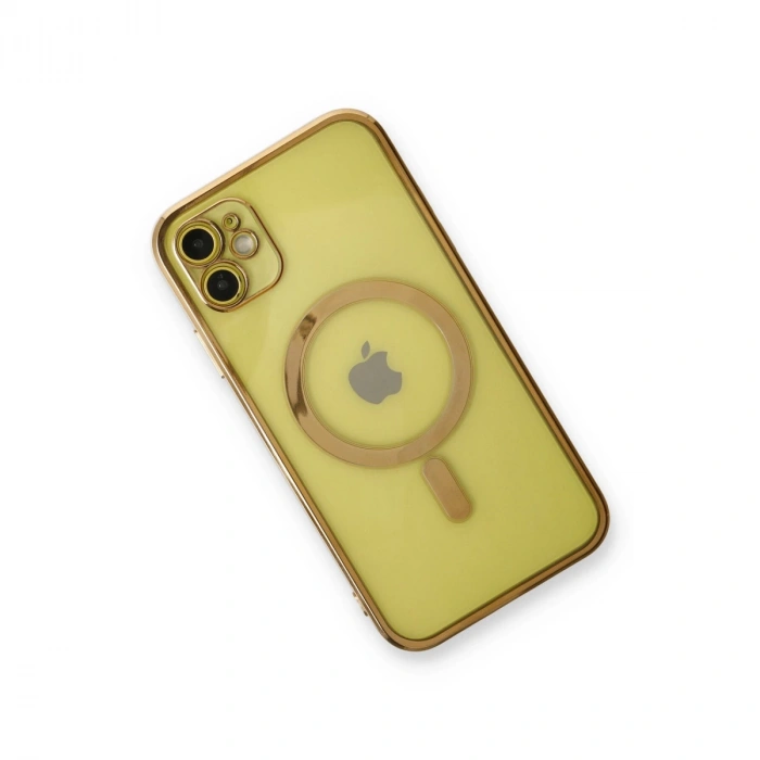 İphone 12 Kılıf Magneticsafe Lazer Silikon - Gold