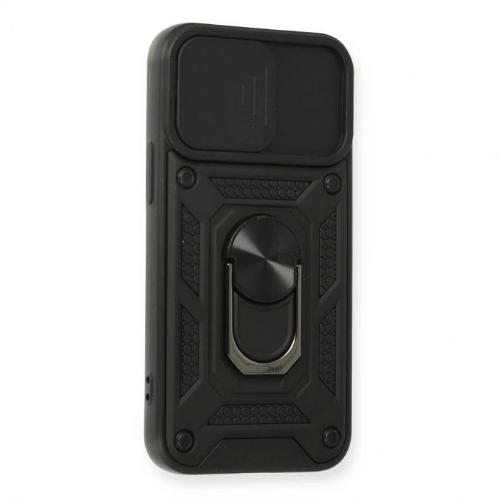 İphone 12 Mini Kılıf Pars Lens Yüzüklü Silikon - Siyah