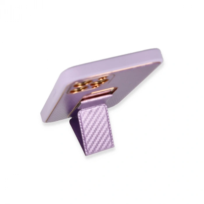 İphone 12 Pro Kılıf Coco Karbon Standlı Kapak - Mor