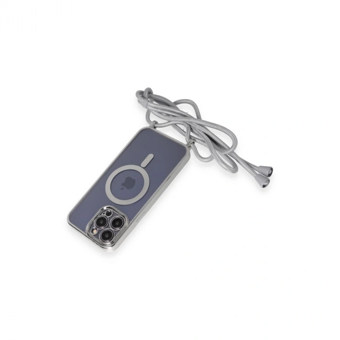 İphone 12 Pro Kılıf Divo Lazer Askılı Magsafe Kapak - Gümüş