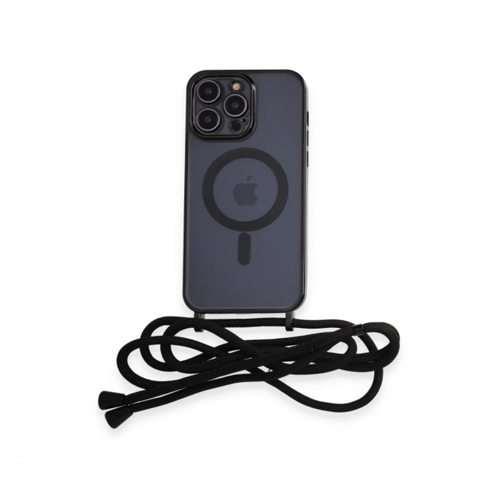 İphone 12 Pro Kılıf Divo Lazer Askılı Magsafe Kapak - Siyah