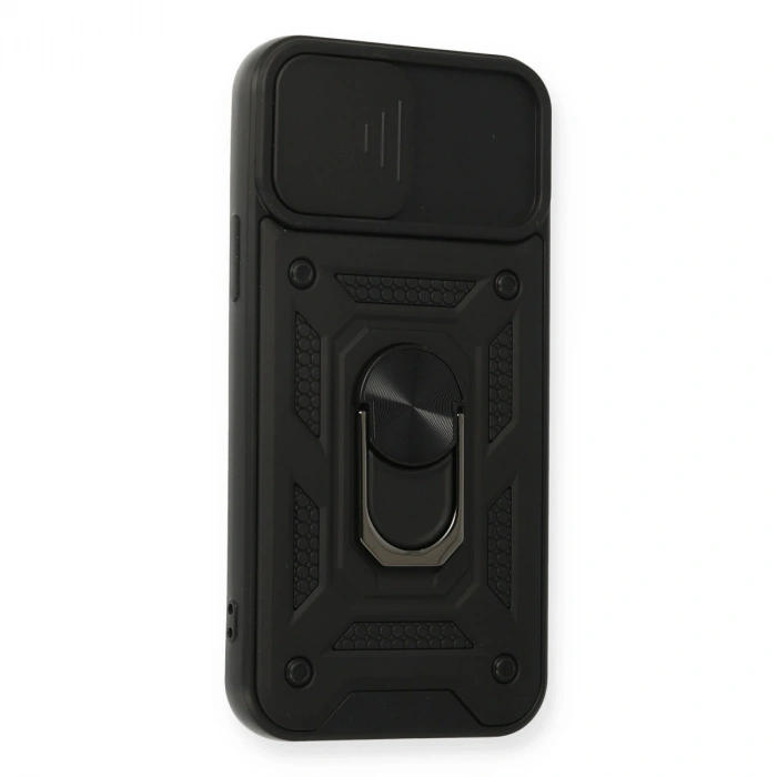 İphone 12 Pro Kılıf Pars Lens Yüzüklü Silikon - Siyah