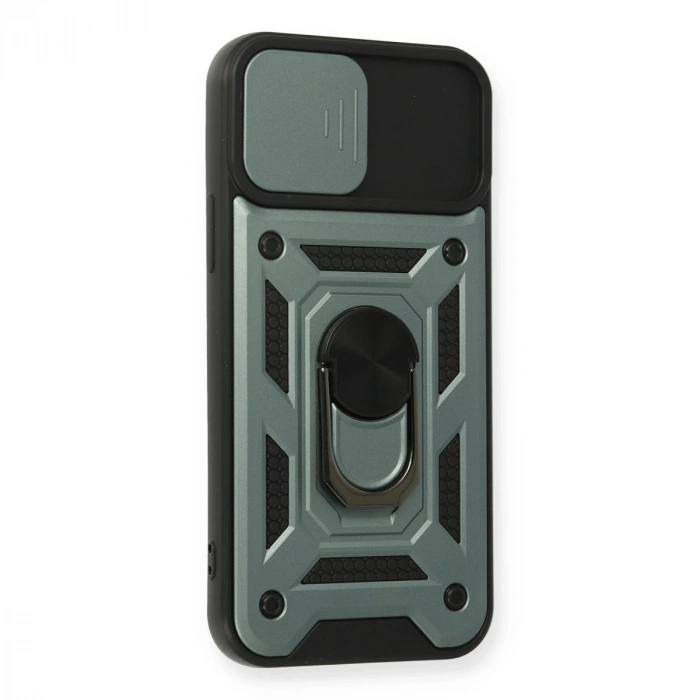 İphone 12 Pro Kılıf Pars Lens Yüzüklü Silikon - Yeşil