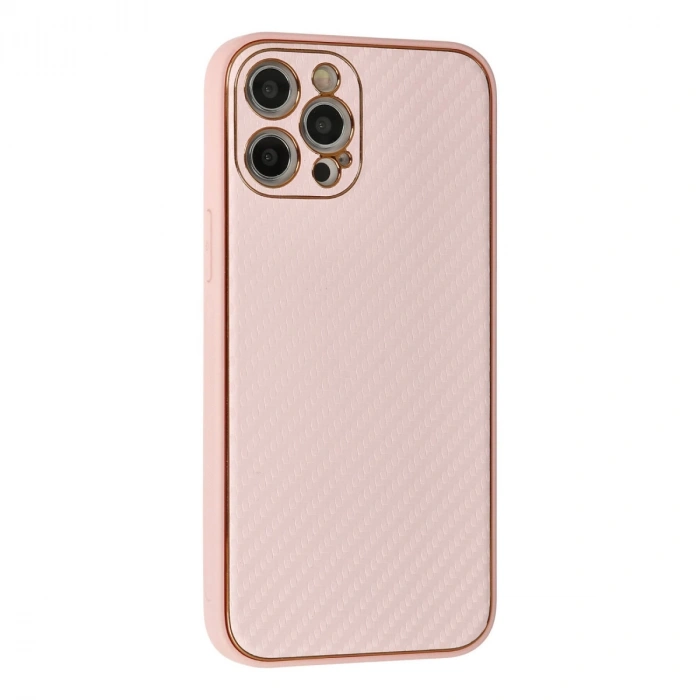 İphone 12 Pro Max Kılıf Coco Karbon Silikon - Pembe