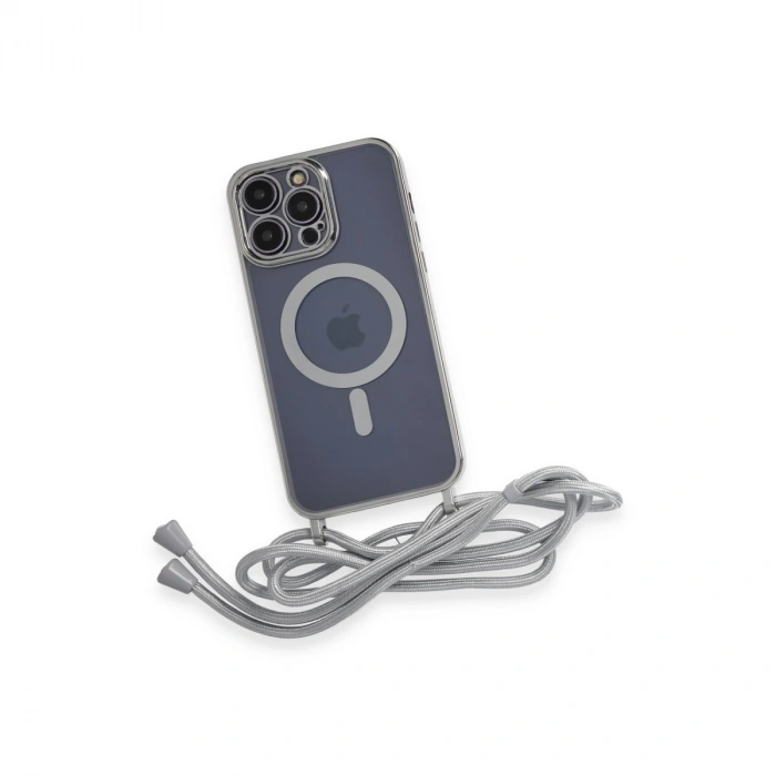 İphone 12 Pro Max Kılıf Divo Lazer Askılı Magsafe Kapak - Gümüş