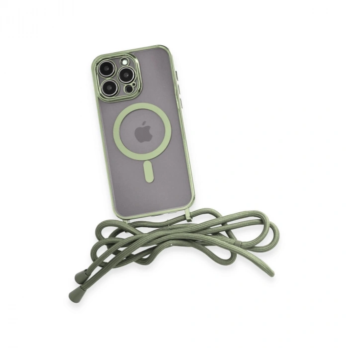 İphone 12 Pro Max Kılıf Divo Lazer Askılı Magsafe Kapak - Koyu Yeşil