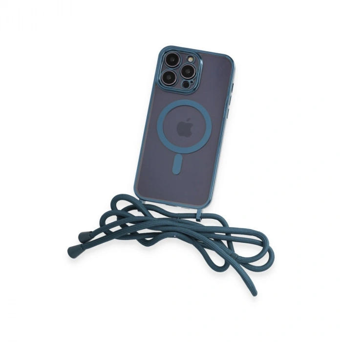 İphone 12 Pro Max Kılıf Divo Lazer Askılı Magsafe Kapak - Sierra Blue