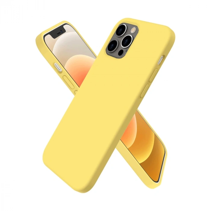 İphone 12 Pro Max Kılıf First Silikon - Sarı