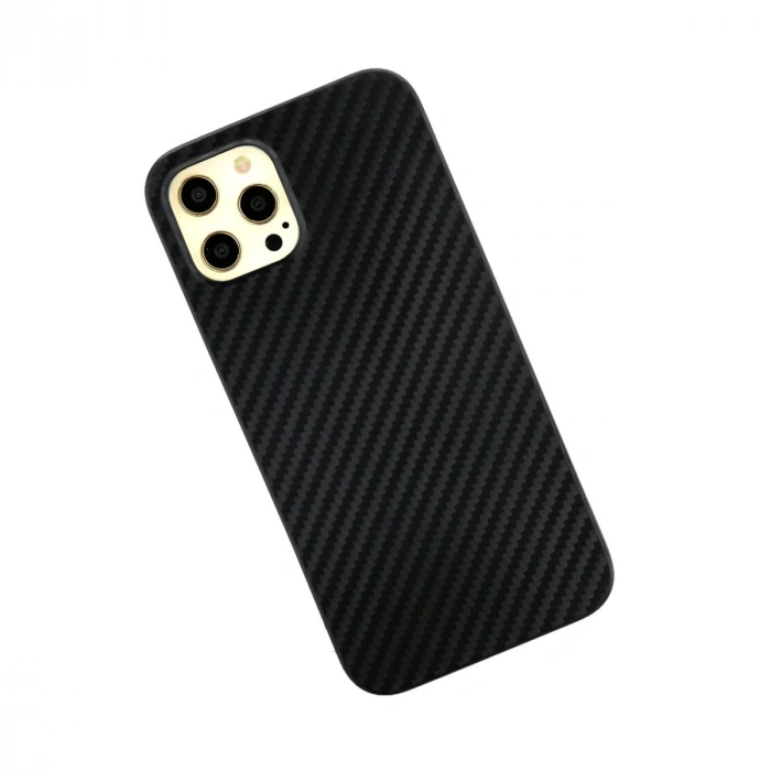 İphone 12 Pro Max Kılıf Karbon Pp Silikon - Siyah
