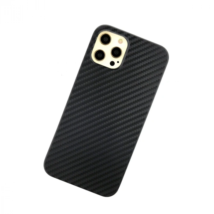 İphone 12 Pro Max Kılıf Karbon Pp Silikon - Siyah