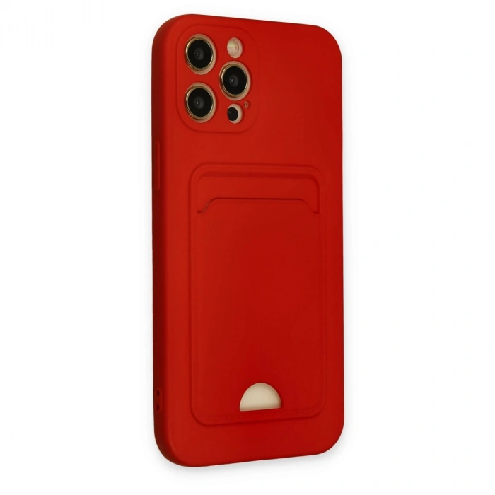 İphone 12 Pro Max Kılıf Kelvin Kartvizitli Silikon - Kırmızı