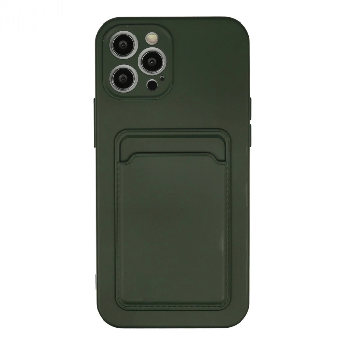 İphone 12 Pro Max Kılıf Kelvin Kartvizitli Silikon - Koyu Yeşil