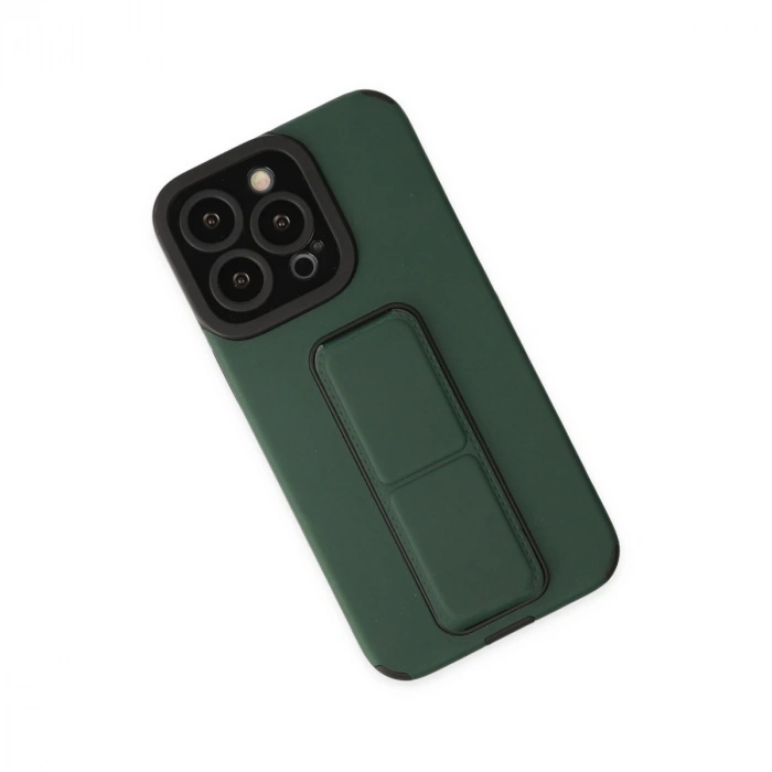 İphone 13 Pro Kılıf Mega Standlı Silikon - Yeşil