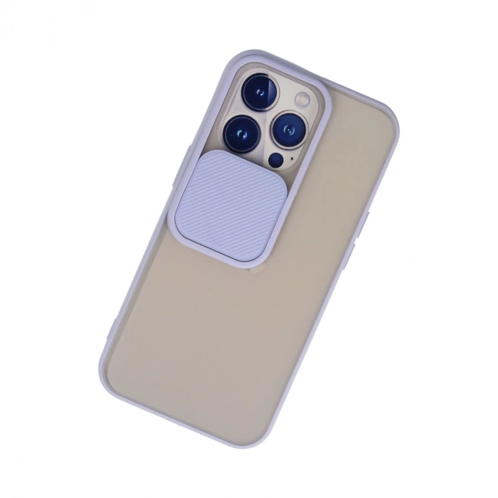 İphone 13 Pro Kılıf Palm Buzlu Kamera Sürgülü Silikon - Lila