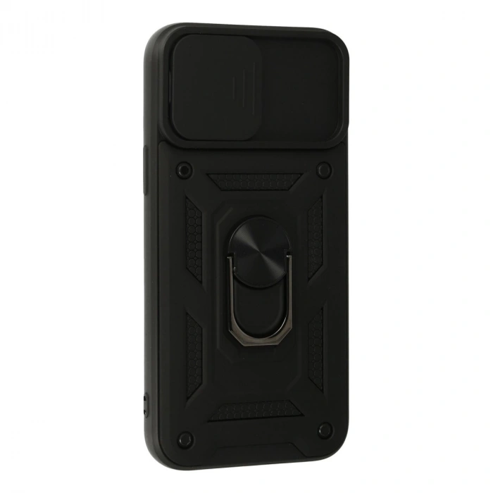 İphone 13 Pro Kılıf Pars Lens Yüzüklü Silikon - Siyah