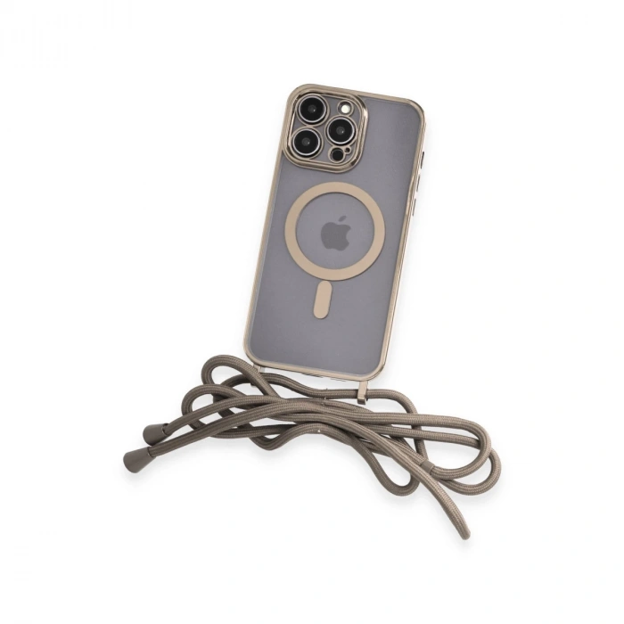 İphone 13 Pro Max Kılıf Divo Lazer Askılı Magsafe Kapak - Gold