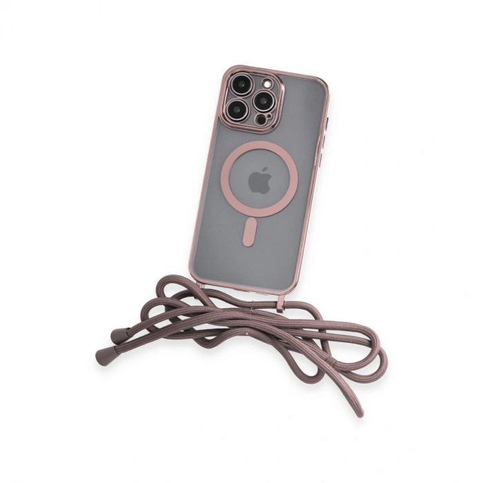 İphone 13 Pro Max Kılıf Divo Lazer Askılı Magsafe Kapak - Pembe